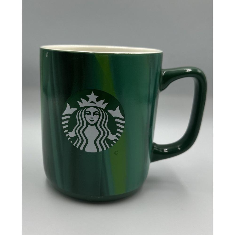 Starbucks Green Marbled Striped Coffee Mug Siren Logo 2022 15 Oz